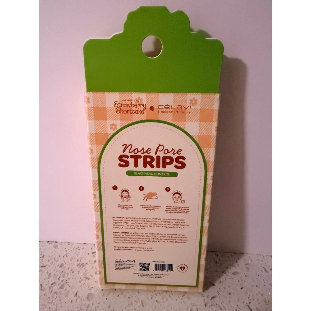 Strawberry Shortcake Celavi Nose Pore Strips 6ct & Makeup Remover Wipes 60ct Set